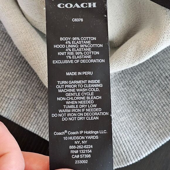 Coach Mens Signature Hoodie Sweatshirt Logo Gray Size Medium Hooded Loungewear - Picture 8 of 12